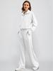 European & American Women's Casual Zipper Sweatshirt and Wide Leg Sweatpants Set