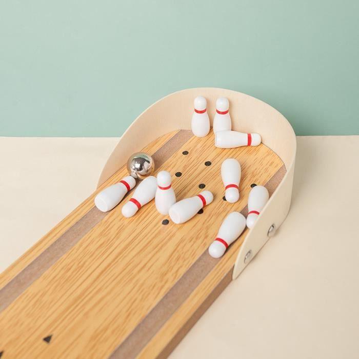 Mini jeu de bowling en bois, mini jeu de bowling sur table, jouets éducatifs classiques d'intérieur pour enfants et adultes