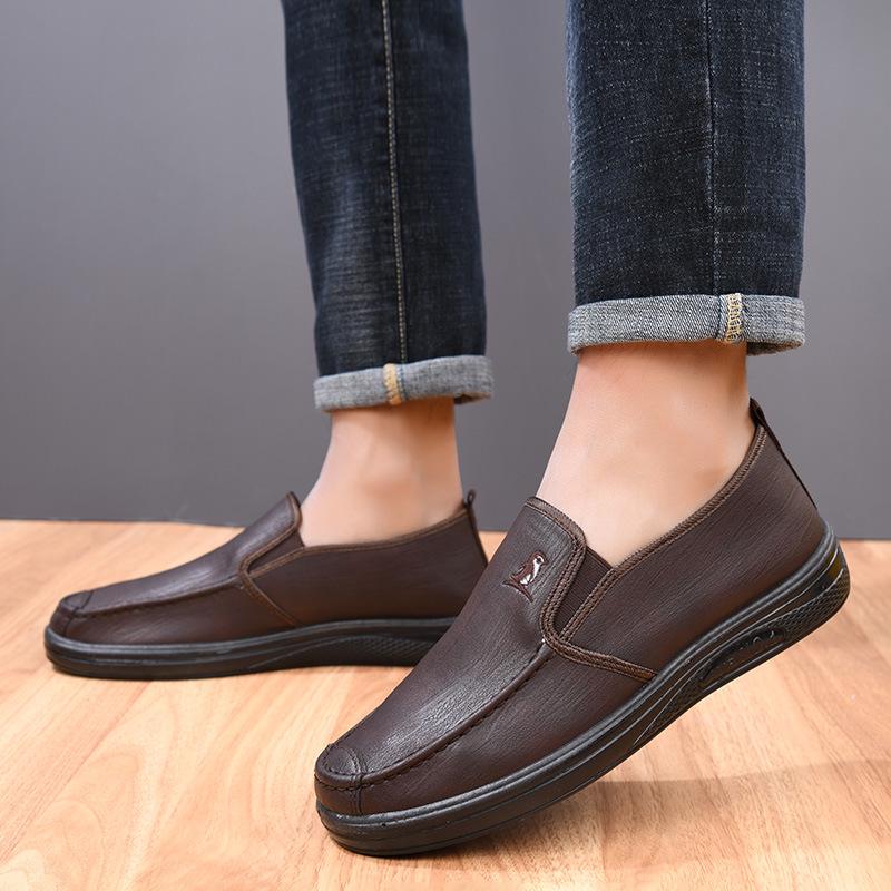 Men's Waterproof Leather Non-Slip Casual Shoes for Spring/Summer - Chef/Hotel Work Friendly