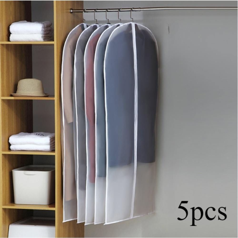 1/5-Piece Heavy-Duty Waterproof Garment Bags with Zippered Closure - Dustproof and Wrinkle-Resistant Hanging Closet Organizer