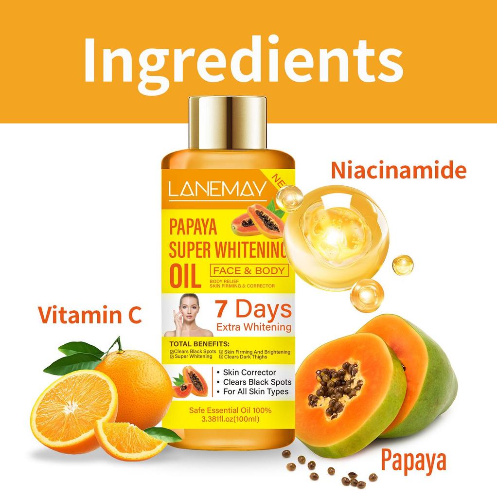 Papaya Super Whitening Oil-Skin Firming And Brightening-Clears Dark Spots-Suitable for all Skin Types, 100ml