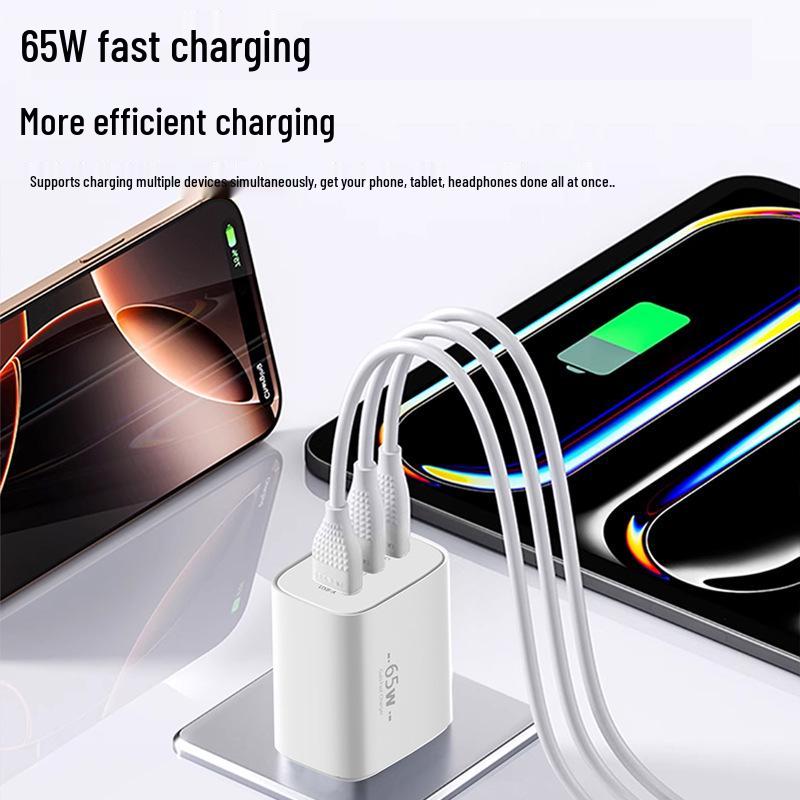 CE/FCC/ROHS Certified PD65W GaN Fast Charger, Multi-Port 2C1A, US/EU Plug