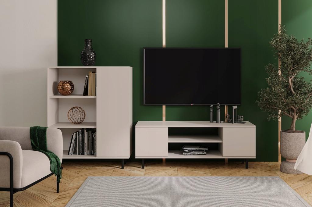 Focus Cashmere RTV Cabinet 135 Cm - Black Legs