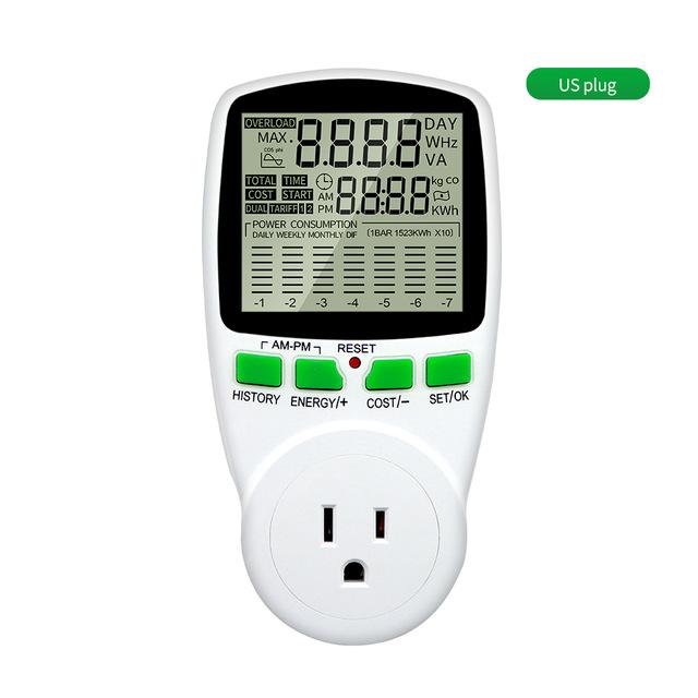 AC220V Digital Power Meter Electricity Wattmeter Kwh Energy Meter Socket Voltage Current Test EU US UK FR Plug Power Analyzer