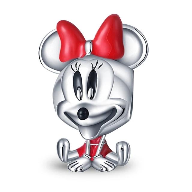 Christmas  Cartoon Red Minnie Bow Mickey Balloon Charm Beads Fit Original Pendant Bracelet Diy Gift For Women Party Gifts