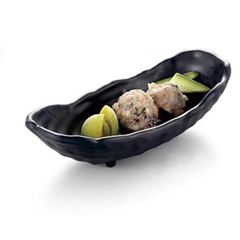 Black Frost Imitation Porcelain Dinnerware Ingot Shaped Plate Fashion Restaurant Melamine Sashimi Dish A5 Melamine Tableware