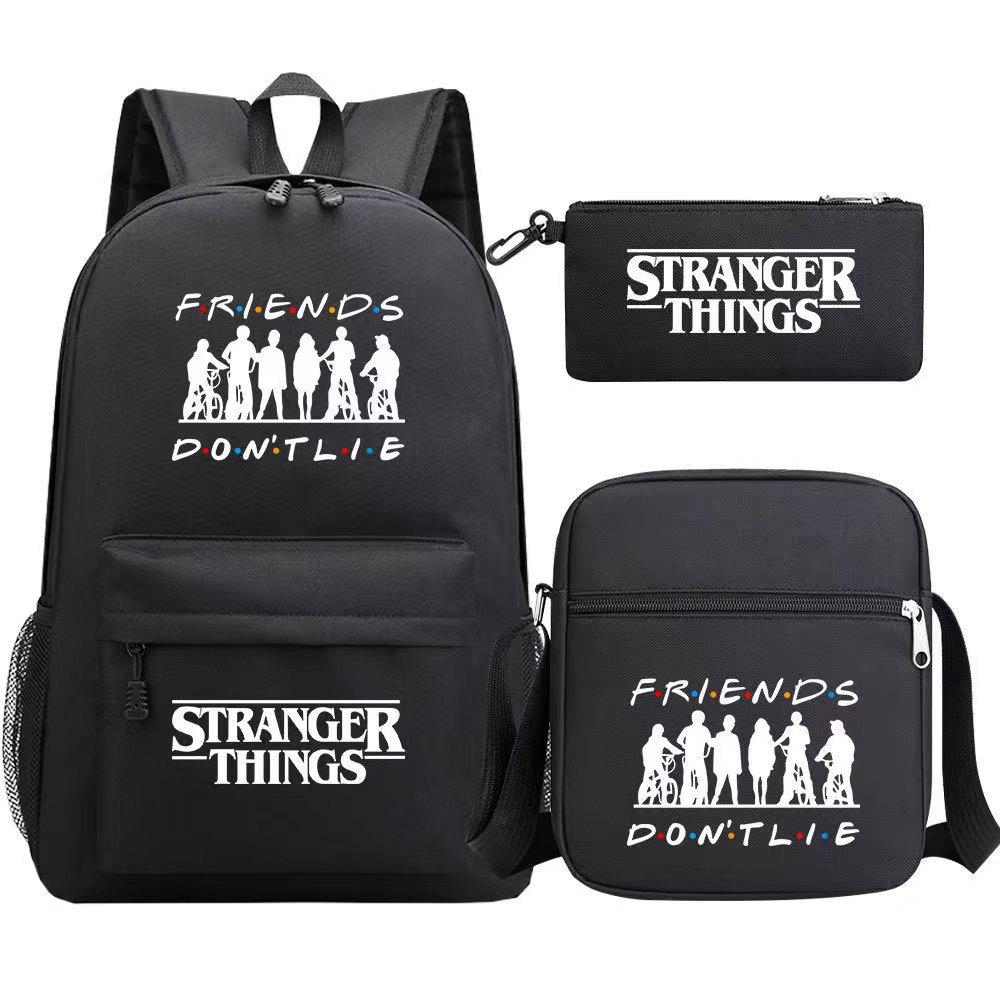 Stranger Things Strangerthings School Bag Backpack Three-Piece Bag Oblique Span Bag New shoulder bag