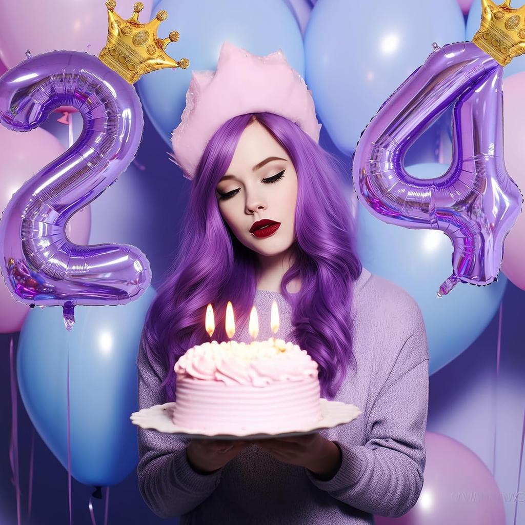 Purple 1 Balloon 40 Inch,Giant Number 1 & Mini Crown Balloons Set for Girl Boy 1st Birthday Party Decorations,Purple Birthday Party Decorations