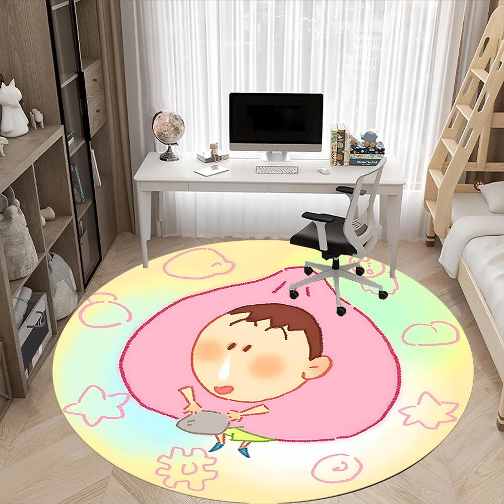 1 Stück Crayon Shinchan Stuhl Teppich für Büro Rutschfest, Maschinenwaschbarer Teppich für Büro, Raum Urlaubsdekoration für Weihnachten, Geburtstag Polyester