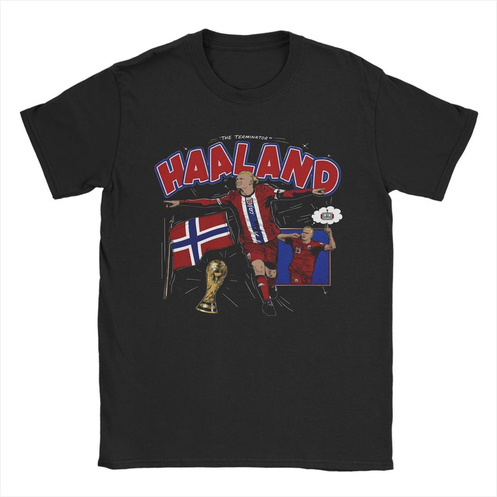 Unisex Unisexs Haaland The Terminator Norway Vintage Soccer T Shirt 100 Cotton Clothing Novelty Round Neck Tee Shirt