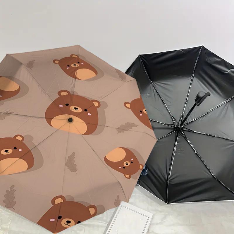 1PC Bear Pattern Umbrella-8-Rib Reinforced Portable Folding Travel Suitable for All Seasons Outdoor Daily Use Is an Ideal Choice -F309
