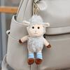 Schaf Plüsch Schlüsselanhänger, Flauschige Lamm Puppe mit gestreiften Socken Metall Hummerverschluss, Niedlicher Tier Taschenanhänger, 7 Zoll Weiches Spielzeug, Perfektes Geschenk für Kinder