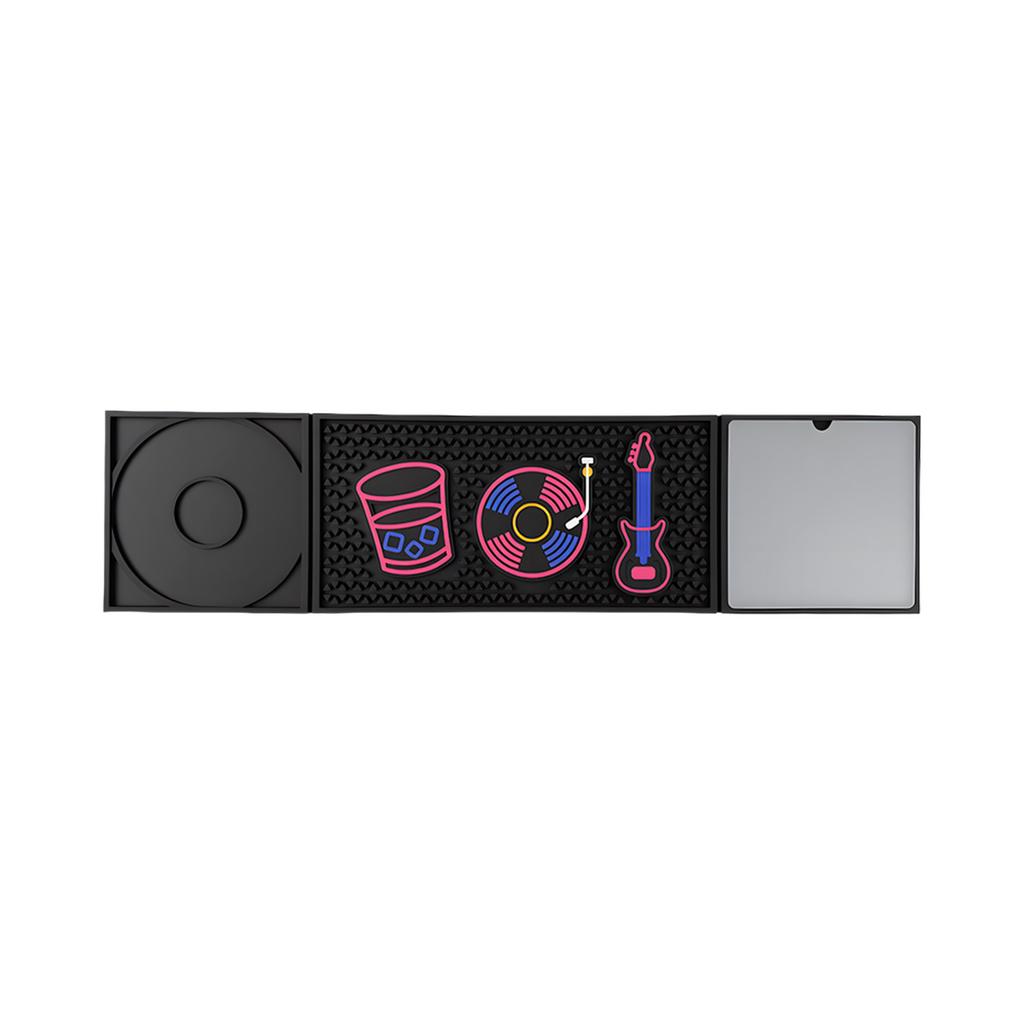 Traditional Appearance elastomer Drink Rest Pad With Liquid footpaths Excellent For Dining exteriors And Portable utilizes 61 5x15 1cm Black