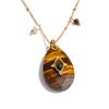 Yhpup 32mm Natural Stone Amazonite Tiger Aventurine Amethyst Drop Pendant Necklace for Women Stainless Steel France Jewelry Gift