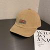 Color Solid Retro Letter Soft Top Fitted Cap Sunshade Ventilation Men Women