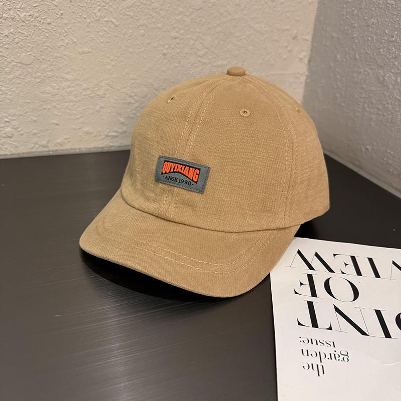 Color Solid Retro Letter Soft Top Fitted Cap Sunshade Ventilation Men Women