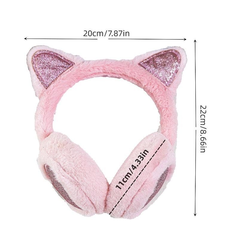 1PC Fashion Solid Earflap Cute Glitter Cat Ear Earmuff Soft Plush Warmer Winter Warm for Women Men Outdoor Cold Protection