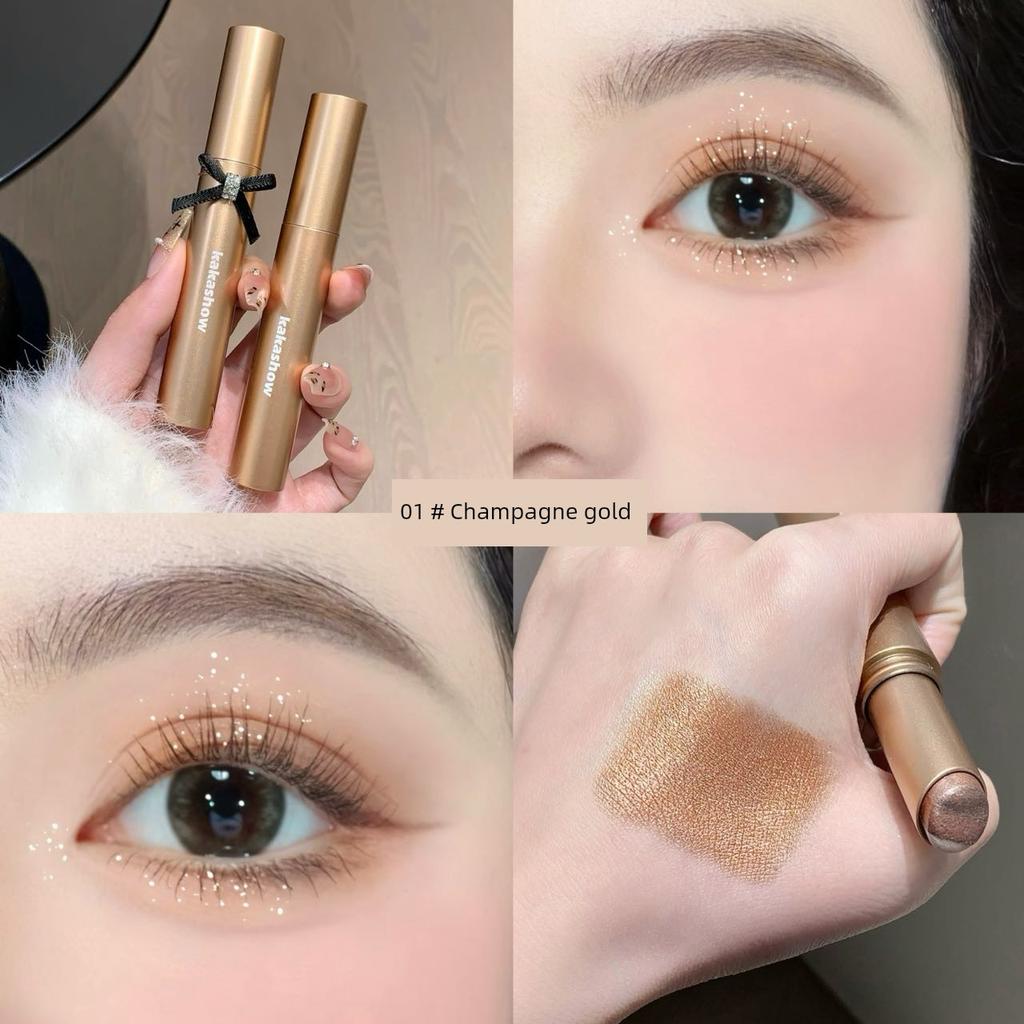 [Suitable for Beginners] Lazy Three-Color Gradient Eyeshadow Stick, One-Swipe Application, Non-Smudging, Pearlescent Earth Tones for Beginners