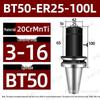 BT50-ER Collet Chuck Holder: Carburized & Blackened with ER Spring for CNC Machining