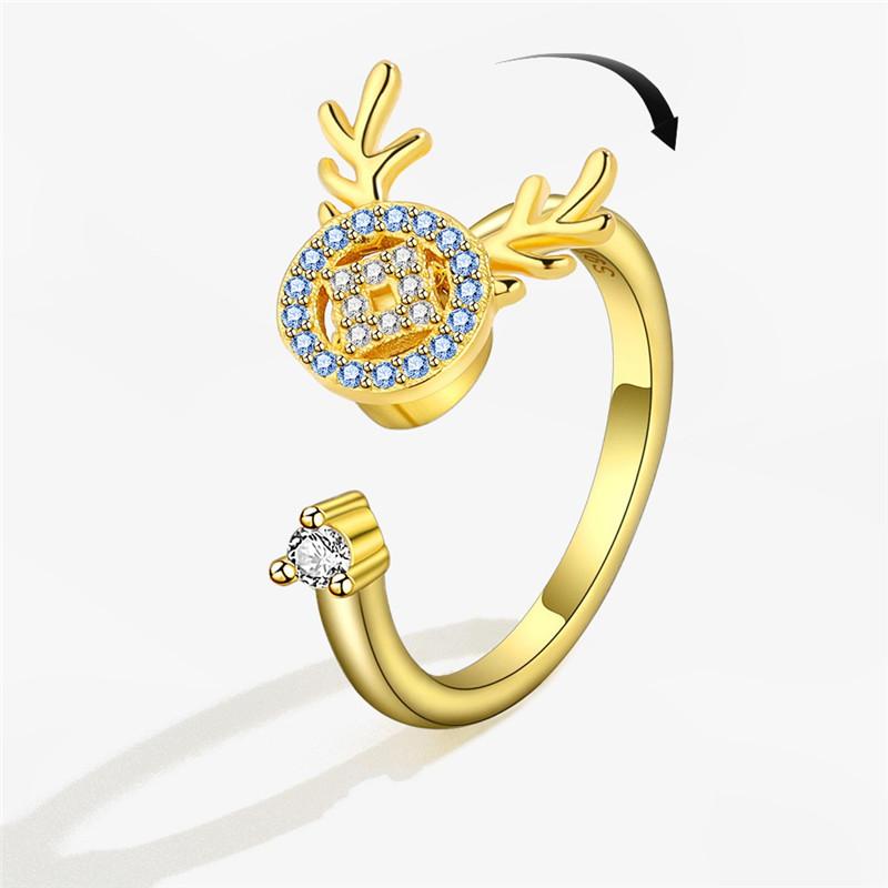 Winter CZ Snowflake Opening Rings for Women Girls Christmas Jewelry Fidget Anxiety Relaxing Ring Year Gift