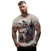 Animal Wolf Pattern Men's T-shirt Fashionable Round Neck Short Sleeved Top