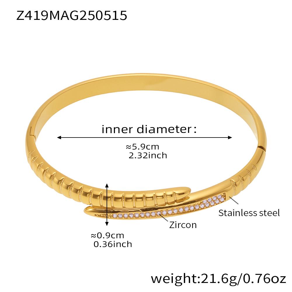 Snake Tails Shape Stainless Steel Bracelet Bangles For Women 18k Gold Plated With Shiny Zircon Luxury Women's Bracelets Bangle
