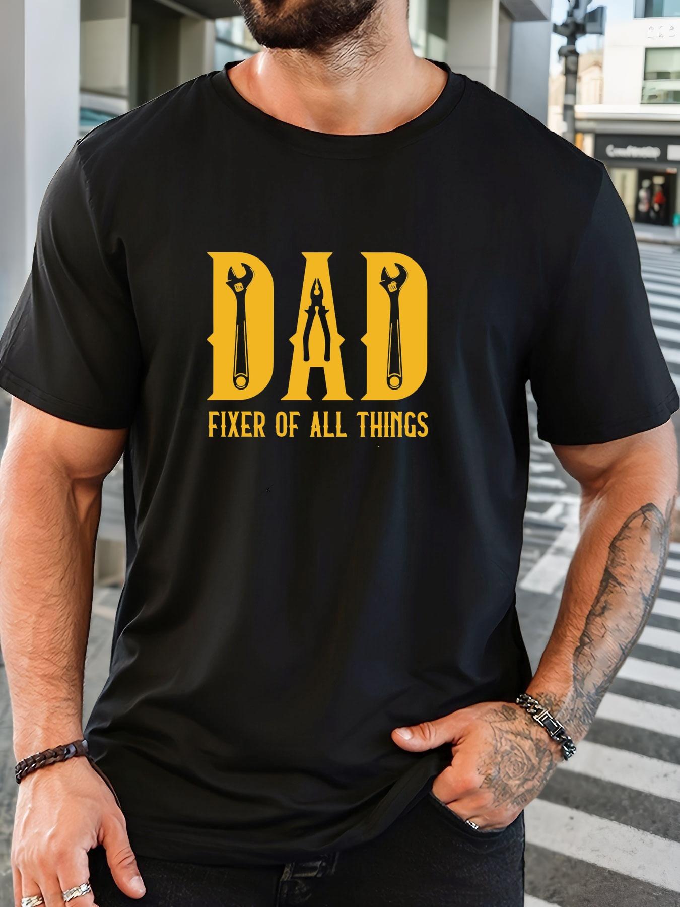 

Мужская летняя повседневная футболка с коротким рукавом и принтом DAD S чёрный