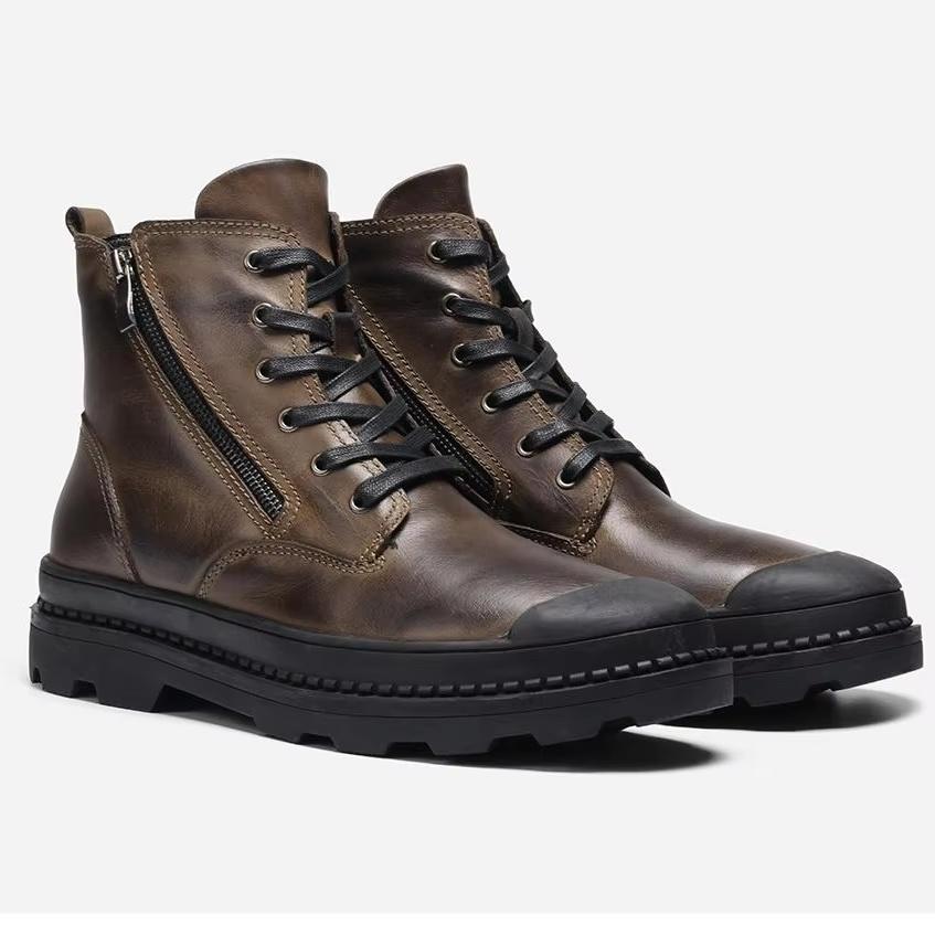 Rindsleder Herren Winterstiefel Handgefertigt Retro Herrenstiefel Mann Echtes Leder Winterschuhe Stiefeletten für Herren