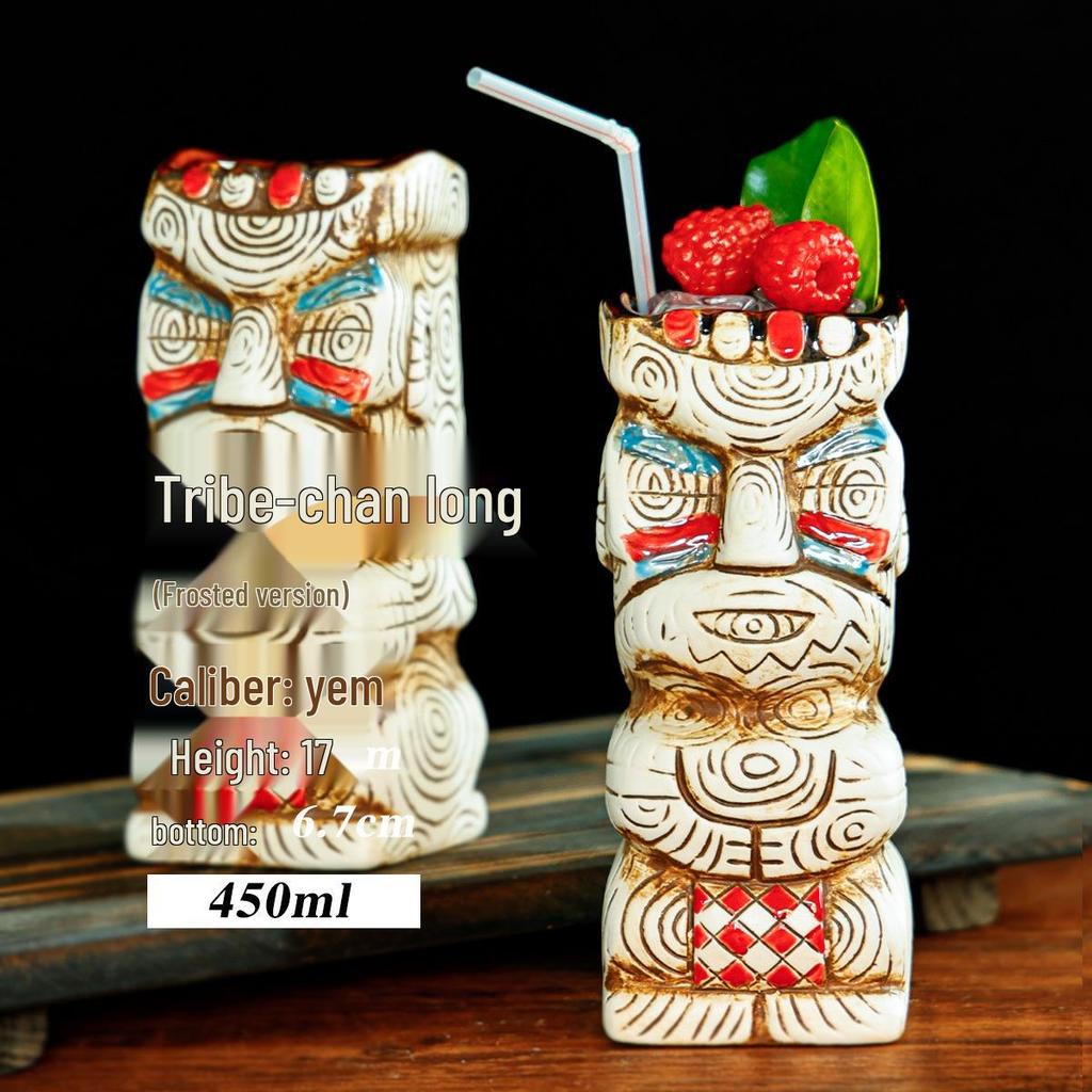 Hawaiian Tiki Zombie Skull Ceramic Cocktail Glass