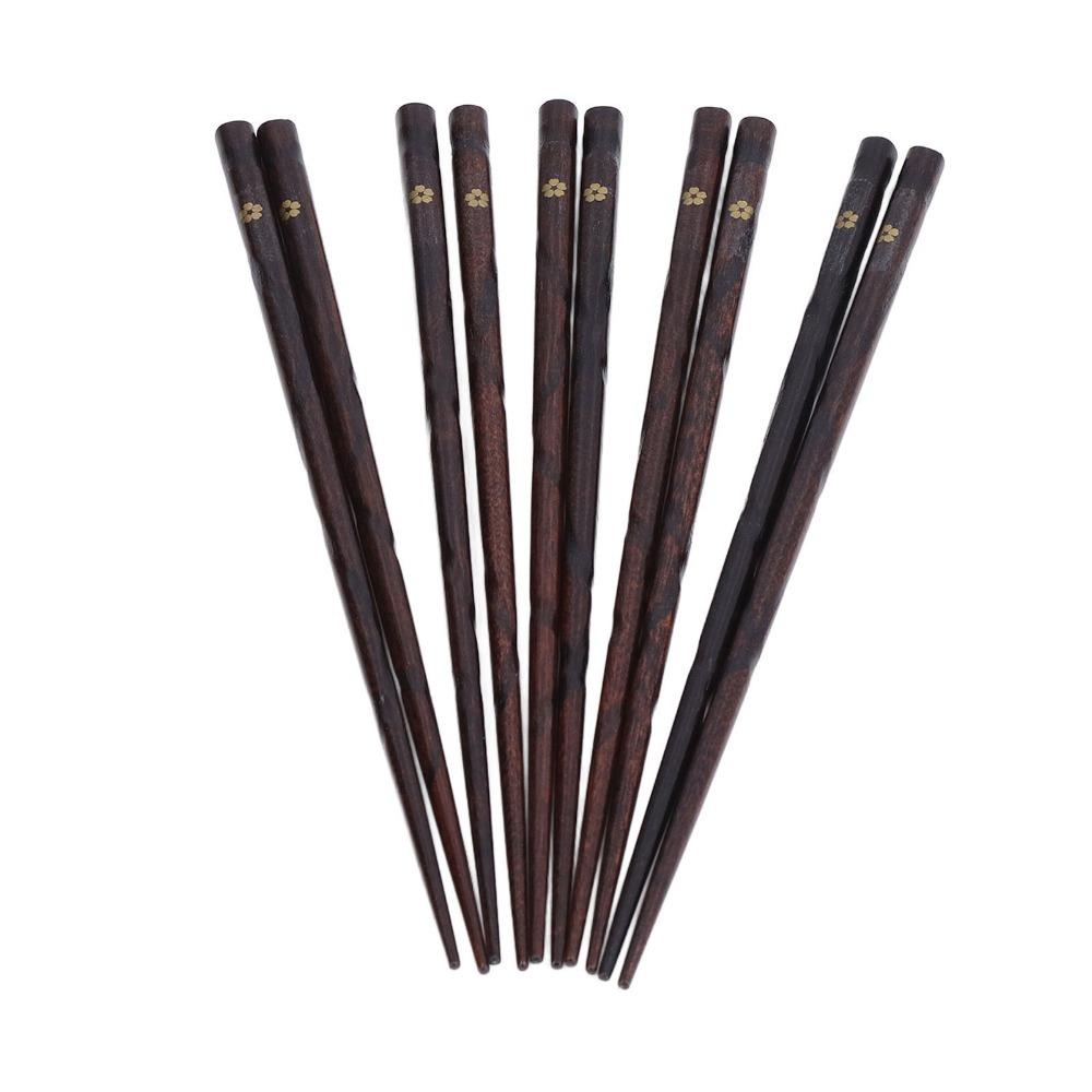 5Pair Wooden Chopsticks Printed Pattern Tableware Set Retro Chopstick Pack  Souvenir Preparation