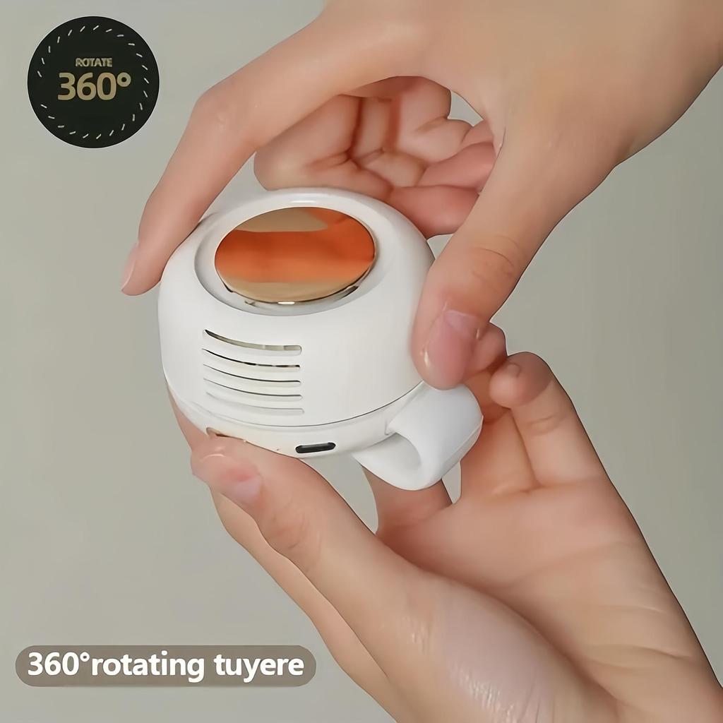 Portable Silent Fan Mini USB Rechargeable Bladeless Electric Clip-on Fan Adjustable 3-Speed Waist Fan Rotating Body Fan