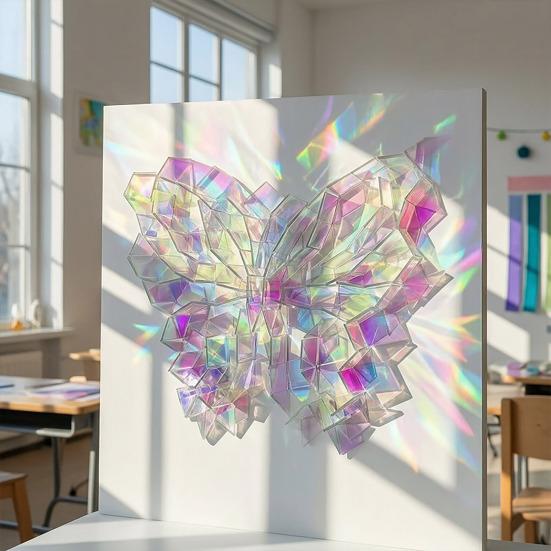 Yousheng Mini Iridescent Acrylic Squares, Translucent Rainbow Acrylic Pieces, 2cm 3cm Holographic Acrylic Tiles for DIY Crafts, Mosaic Art, Light And