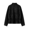 2026 Womens Vintage Suede Jacket Slim Fit Streetwear Zip Up Outerwear