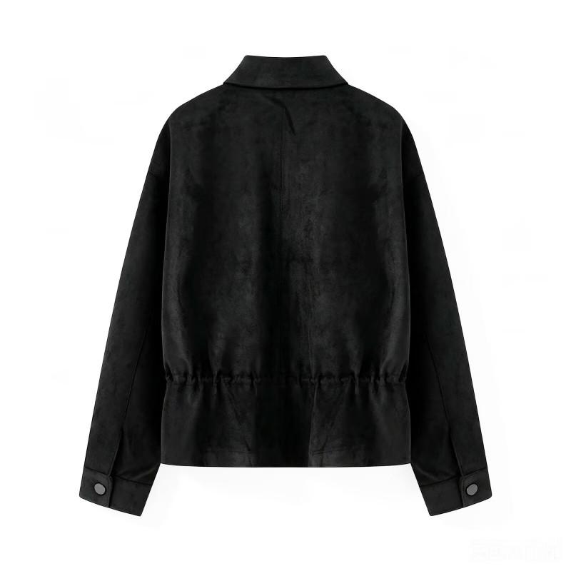2026 Womens Vintage Suede Jacket Slim Fit Streetwear Zip Up Outerwear