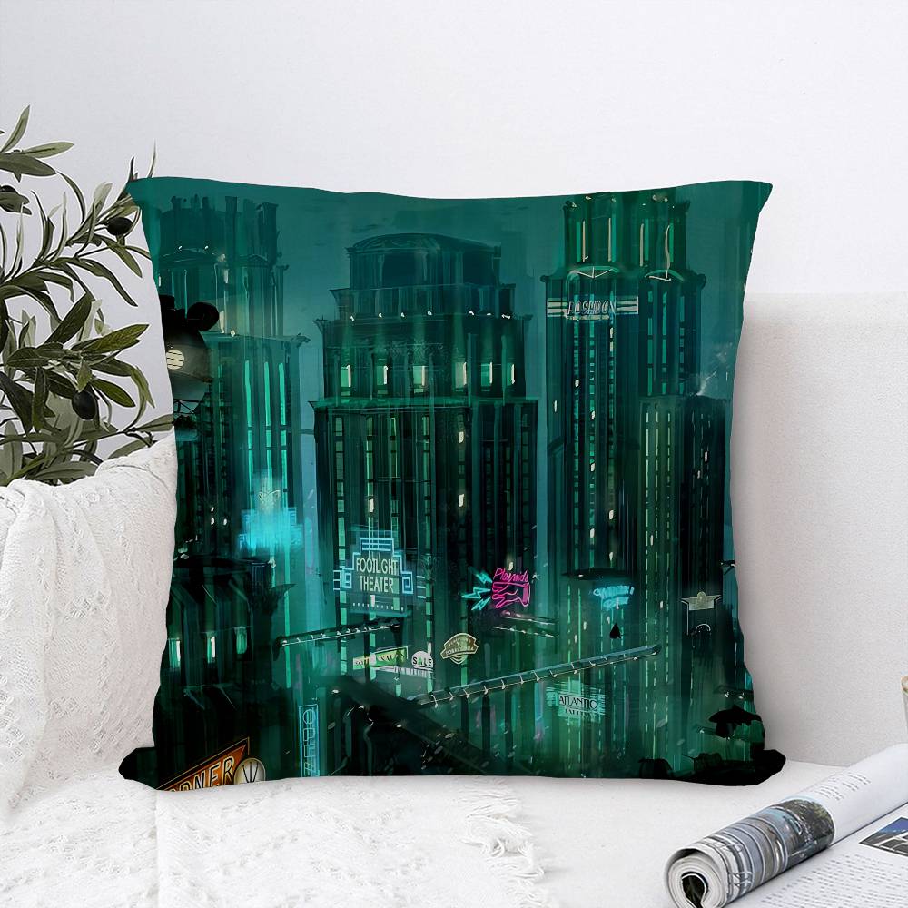 Retro BBioshock RRapture Game Office Cushion Pillowcase Car Cushion CoverXCM Lumbar Pillowcase Sofa Pillowcover