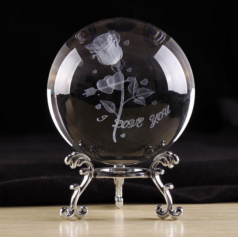 Crystal Rose Carved Ball - Modern Home Decoration Ornament