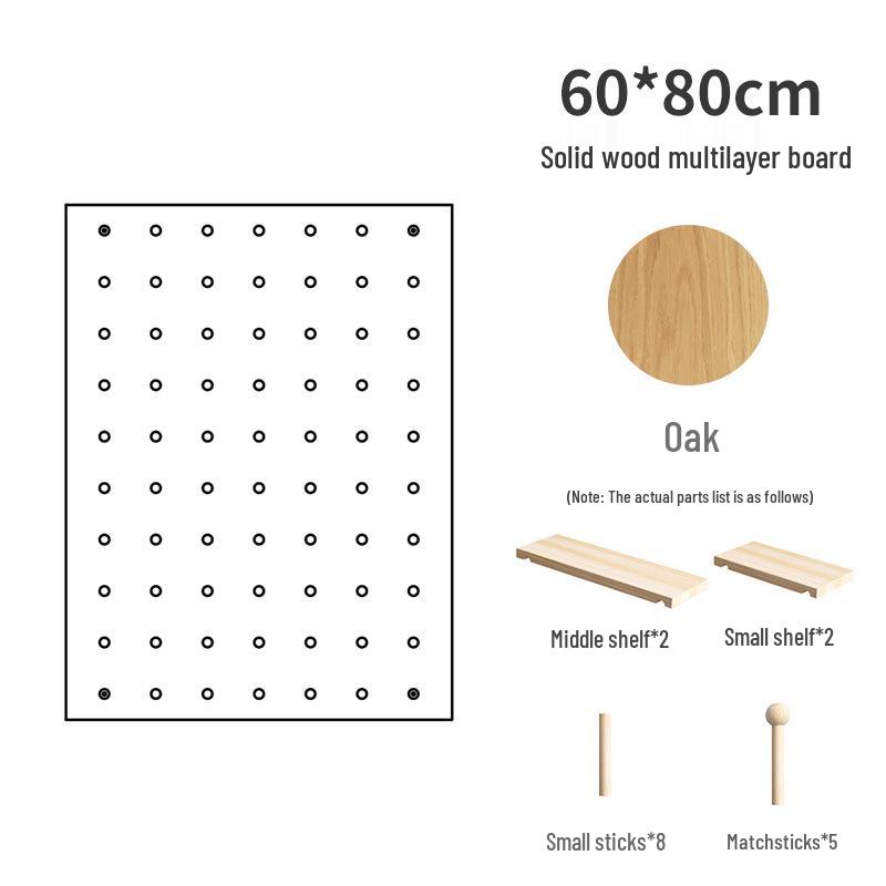 Solid Wood Pegboard Rack: Wall-Mounted & Desktop Storage Display for Entrance Hallway