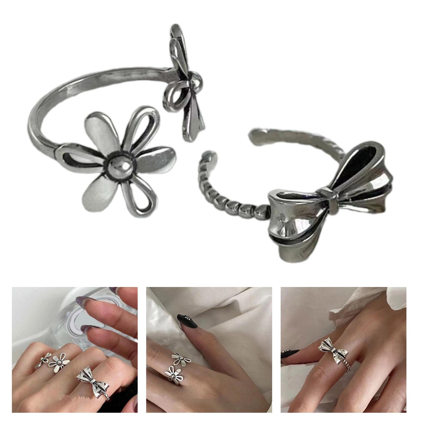 

Элегантное винтажное кольцо с бантом, аксессуар, отличительное полое кольцо с цветком на палец, украшение для повседневного ношения, свиданий, вечеринок