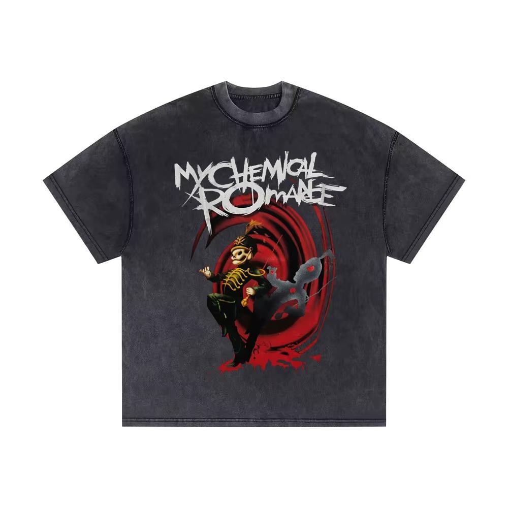 2026 Washed Vintage My Chemical Romance 2007 Tour T Shirt Men Women Parade Punk Emo Rock Band T-shirts Gothic Cotton Oversized T-shirts