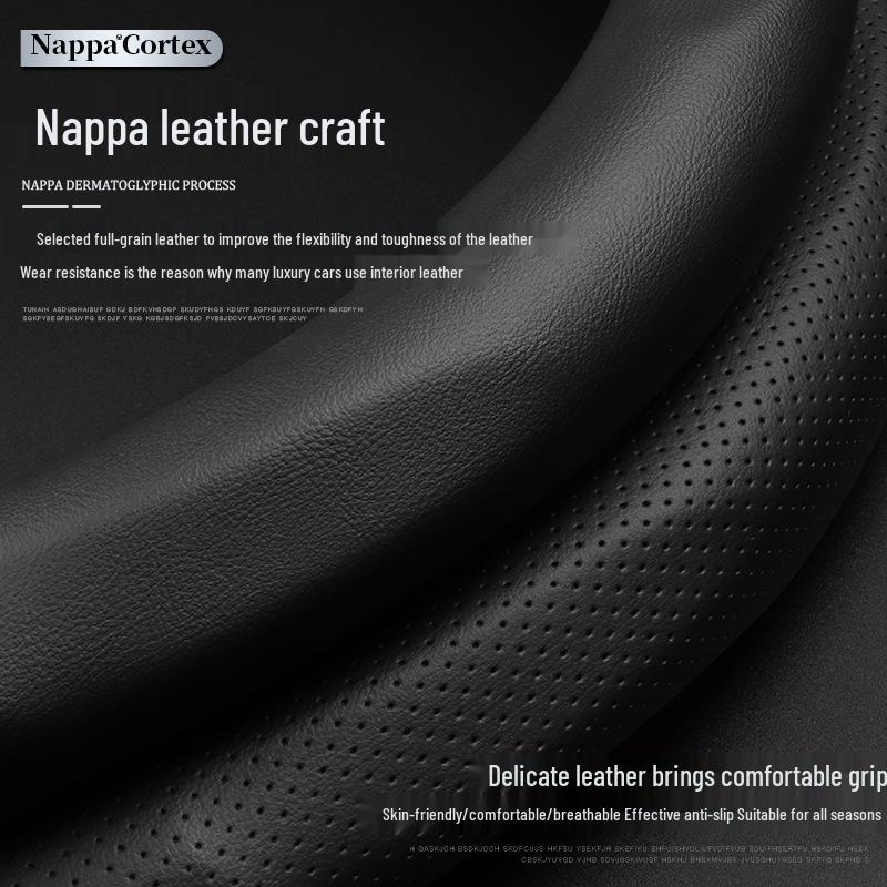 Genuine Leather Steering Wheel Cover for Baojun Models 730, 630, 510, 560, 610, 310w, 530 - All Seasons.