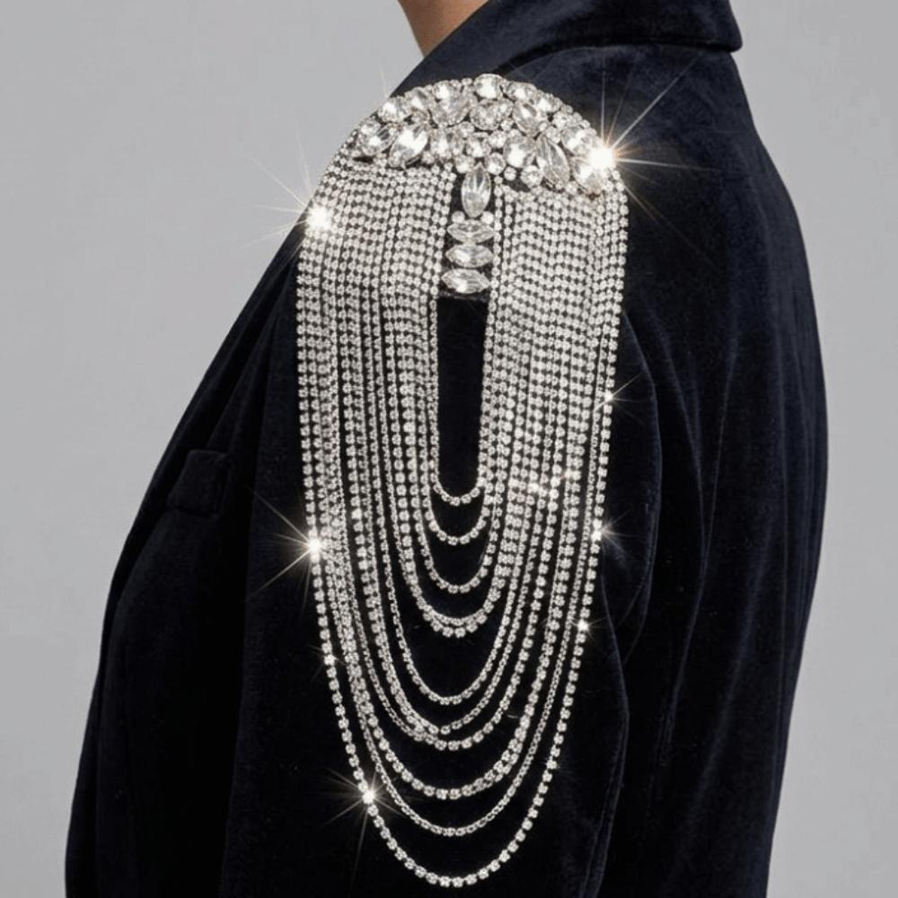 Rhinestone Tassel Epaulettes Zinc Zinc Alloy Shoulder Mark Shoulder Board Theatrical Cosplay