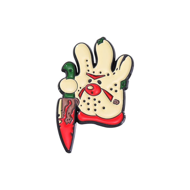 

Horror Creative Palm Enamel Pins Custom Dagger Blood Brooches Lapel Badges Gothic Jewelry Gift for Friends