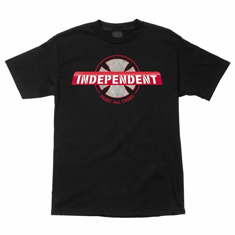 Independent Trucks PAINT ALL CURBS Skateboard T Shirt BLACK S
