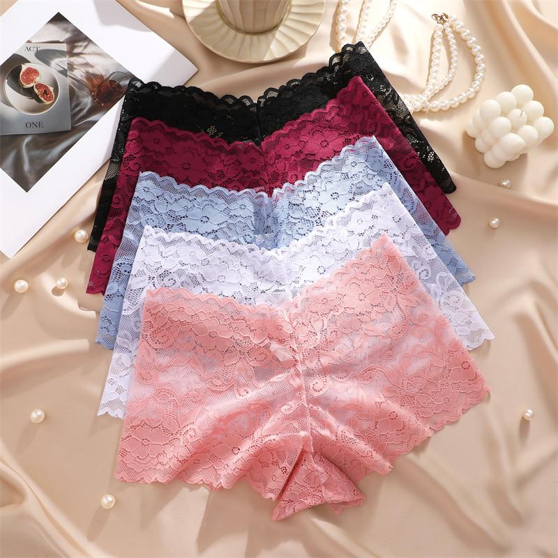 FINETOO Koronkowe majtki damskie z kwiatowym wzorem, oddychające bokserki, bielizna damska