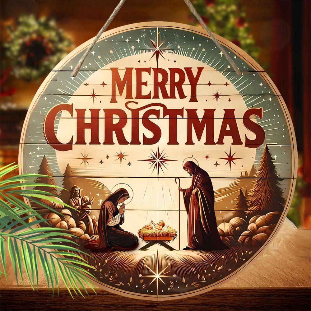 Holy Night Nativity Scene Pendant, Decoration of Home Walls or Doors, 2d Flat Wooden, Christmas Decoration, Gifts for Friends and Family