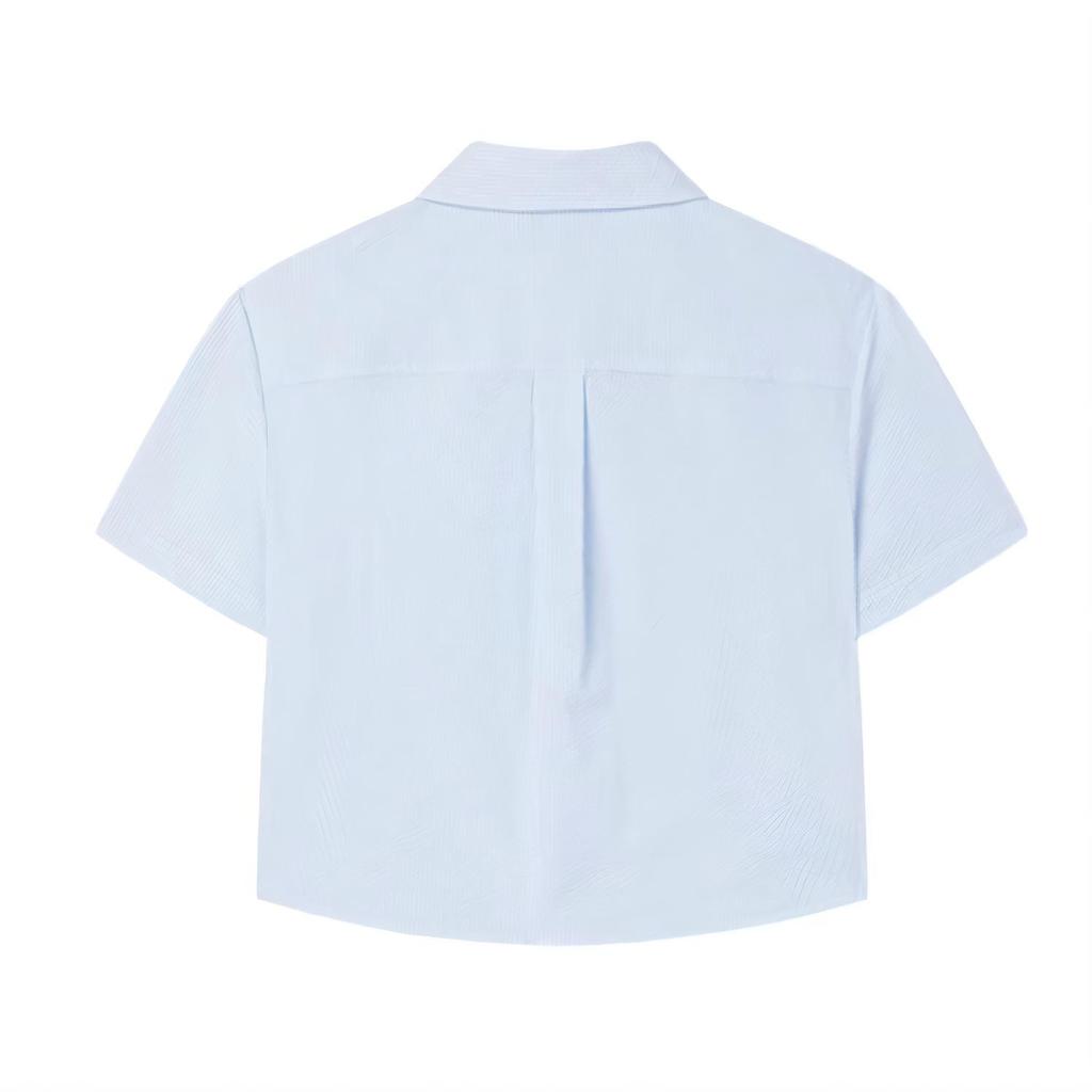 Fila X TIM LAHAN Stone Skin-Friendly Comfortable Fashion Soft Short Sleeve Shirt Women Shirts Blue F51W529403F-LB