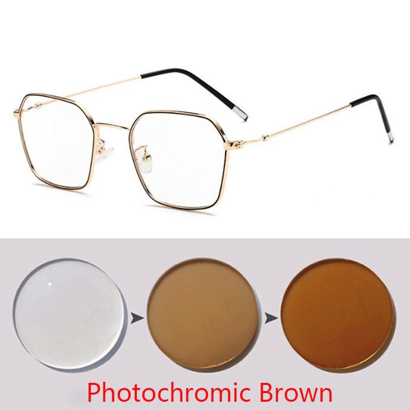Literary Retro Square Glasses Frame Thin Metal Glasses Men Women Myopia UV Protection Diopter -0.5 -1.0 -1.5 -2.0 To -6.0