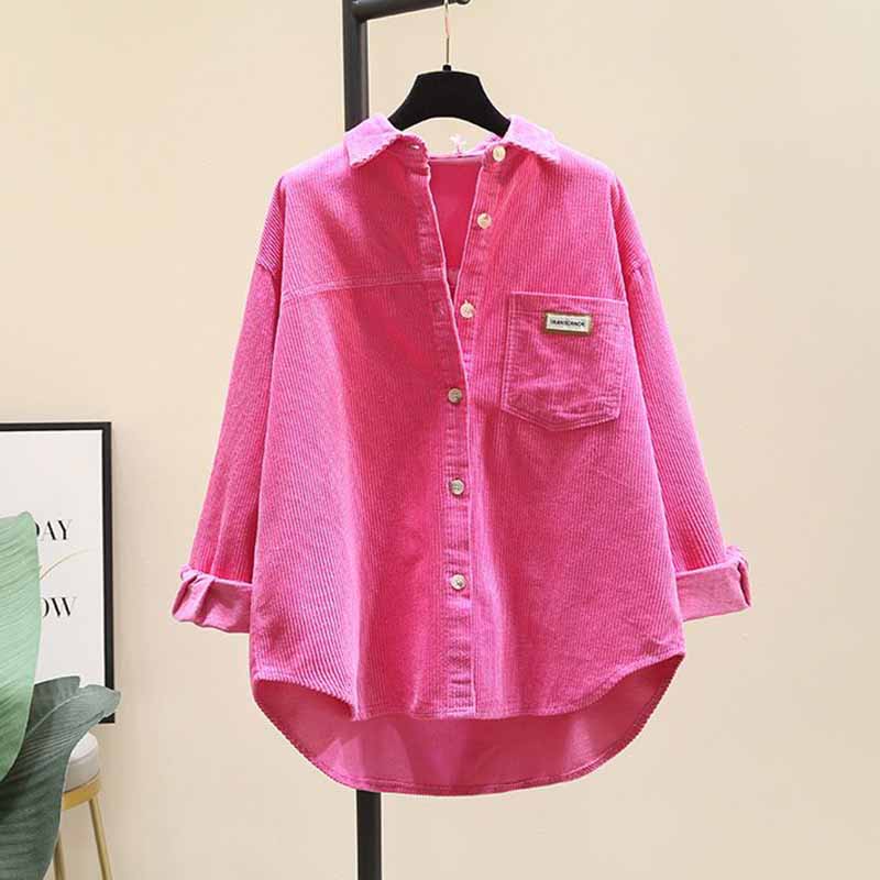 Long-sleeved Shirt Women Winter Thickened Loose Casual Medium-length Solid Color Button Cardigan Shirt