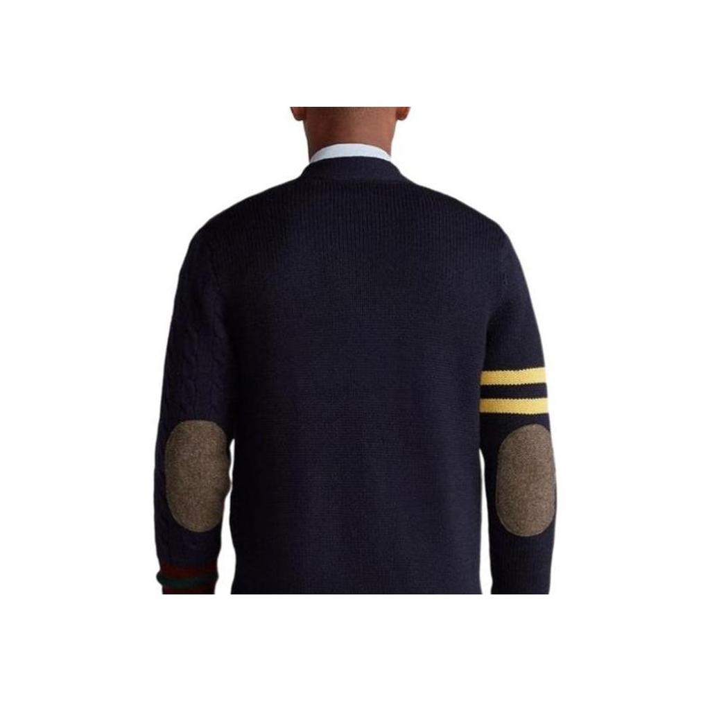 Polo Ralph Lauren Appliqué Embroidered Single-Breasted Long Sleeve Sweater Men sweater Navy-Blue MNPOSWE16820473-410