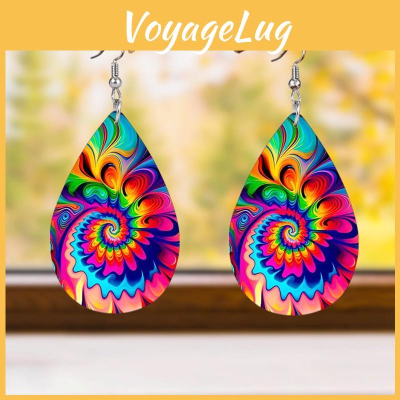 Pattern Fashion Colored Water Droplet Shaped Women Acrylic Earrings Daily For